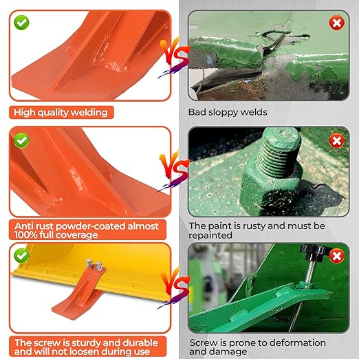 Tractor Bucket Protector, 2Pcs Ski Edge Protector Turf Tamer Double Lock Nuts and Bolts 4.5” Width Bucket Attachment Bucket Edge Anti-Skid for Snow Leaves Removal Spreading Gravel, Orange