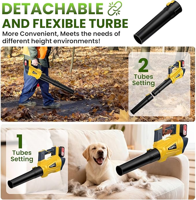 Leaf Blower, Electric Cordless Leaf Blower with 8000mAh(2 x 4.0AH) Batteries and Charger, 6 Speed Mode, Lightweight Leaf Blowers for Blowing Leaves, Lawn Care, Patio Cleaning and Dust
