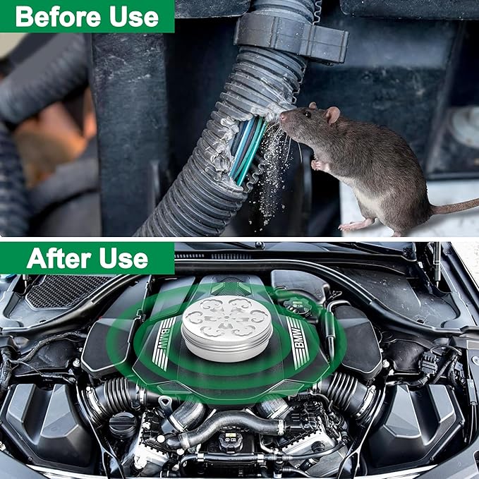 4 Pack Rodent Rat Repellent for Car Engines - Peppermint Oil Mouse Repellent, Rat Repellent Keeping Rodents Out of Car Home Garages Indoor Outdoor, Groundhog Repellent, Safe Ingredients
