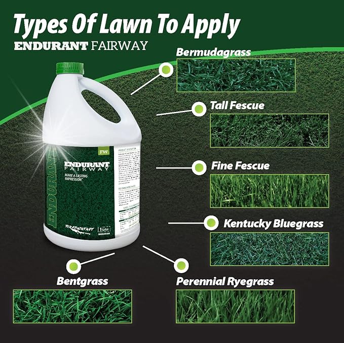 Endurant Turf Colorants - Fairway Spray On Green Grass Paint for Lawns - Revives Dry, Patchy Yards - Dark Grass Hue - Easy to Use, Concentrated Turf Grass Dye - Covers Approx 10,000 Sq Ft - 1 Gal