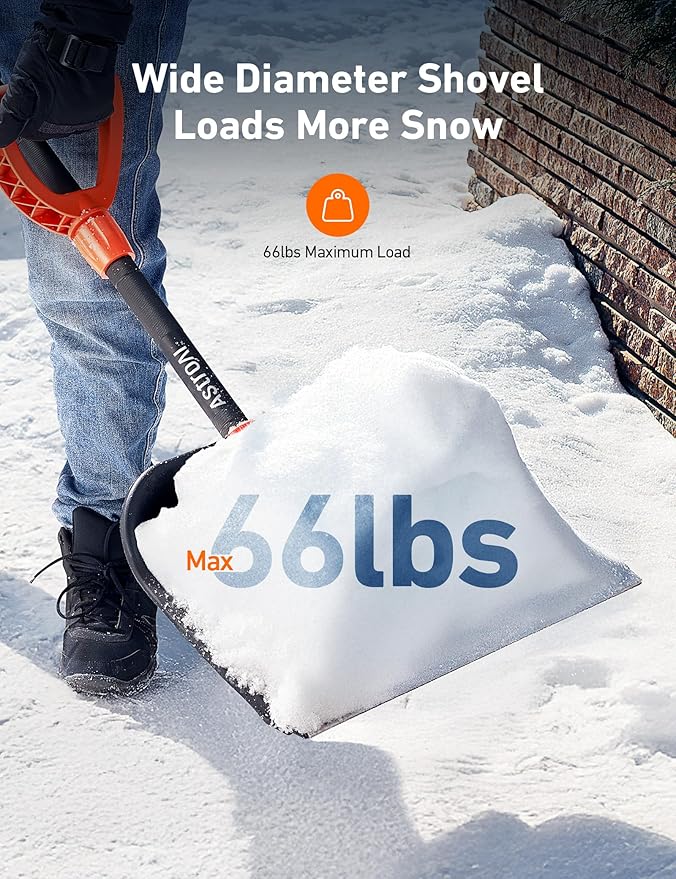 AstroAI 62" Heavy-Duty Snow Shovel with Adjustable Ergonomic D-Shape Handle, 17-Inch Wide Snow Shovel for Car with Stainless Steel Blade, Easily Remove Heavy Snow from Car, Driveway, Yard