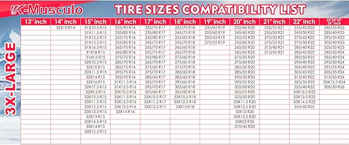 K-Musculo Snow Socks for Tires, Snow Socks Snow for Car SUV Pickup Easy to Use, Ultimate Grip, Washable.100 KM Safely In The Snow, EU EN-16662-1 Certififed(2 PACKS)-XXXL