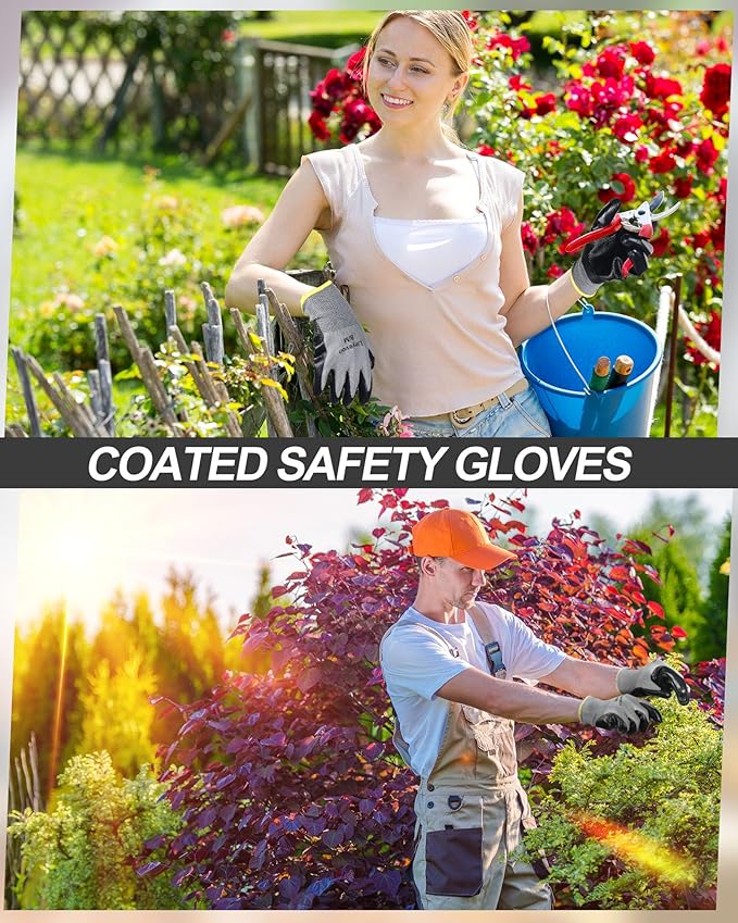 Maxcheck 54 Pairs PU Coated Gloves Bulk, Reusable Rubber Safety Gloves for Men Women Work Warehouse, Mechanic, Woodworking