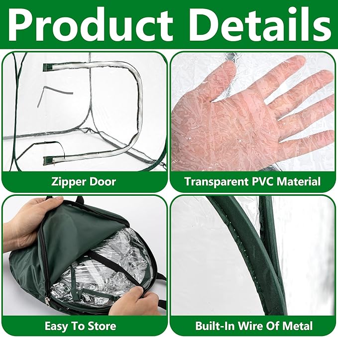 DECOHS 31.5" x 31.5" x 31.5" Mini PVC Pop Up Greenhouse, Transparent Pop Up Grow Greenhouse Plant Cover, Small Gardening Plant Flower Warm House for Cold Frost Protection Indoor & Outdoor