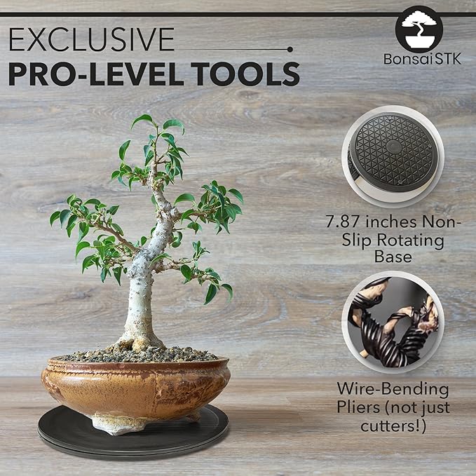 Bonsai Toolkit - Mini Garden Tools, Bonsai Wire Kit, Repotting Mat for Indoor Plants, Bonsai Tools, Succulent Tools, Bonsai Tree Kit Tools for Beginners, Bonsai Turntable, Transplanting Tool