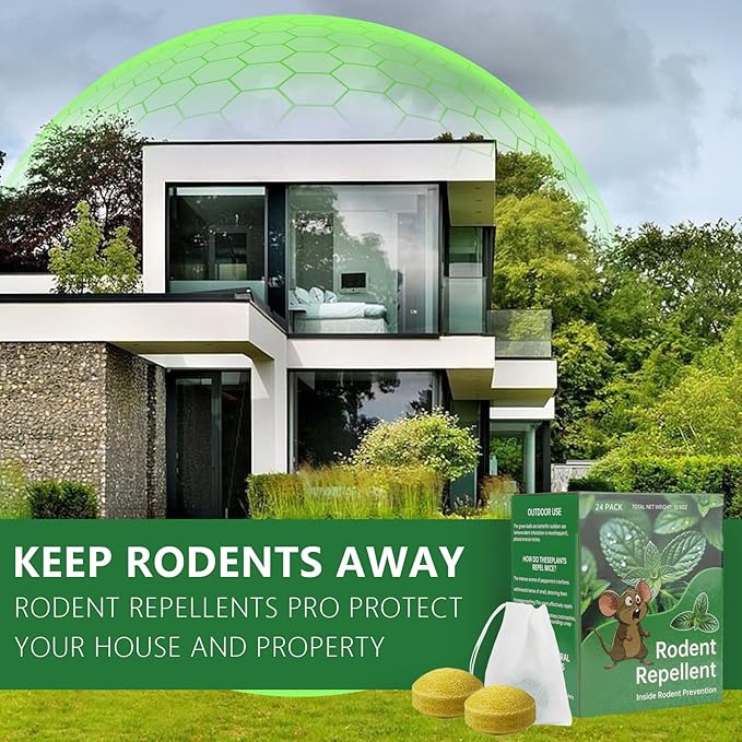 Mouse Rodent Repellent, 48 Pack Peppermint Lemon Oil Mice Repellent for Squirrel Rats Spider Pests, Natural Deterrent for Kitchen, Warehouse, Car, Indoor, Outdoor, Safe for Pets & Family