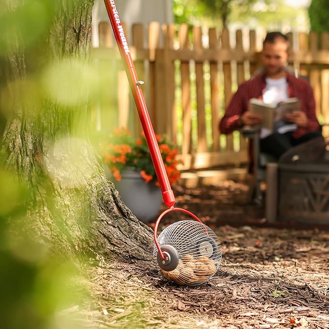 GARDEN WEASEL Medium Nut Gatherer Roller – Nut Collector Tool for Pecans, Hickory Nuts, Golf Balls and More – Yard Picker Upper with Durable Steel Cage and Ergonomic Handle - Newest Model