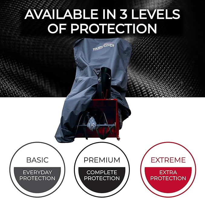 Tough Cover 600D Snow Blower Cover - Standard, Xtreme Black, 600D Marine-Grade Fabric - Heavy Duty Waterproof Outdoor Cover w/UV Protection & Dust Protection - Universal Fit up to 70"L x 54"W x 30"H