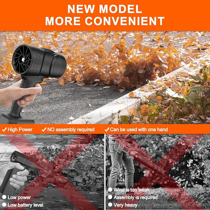 Leaf Blower Cordless with Battery, Portable Handheld blowers, Press to Variable Speed, 15000RPM 150MPH, 18V*2 Pcs Battery Powered, Snow Blowing, Lawn Care, Patio, Blowing Leaves