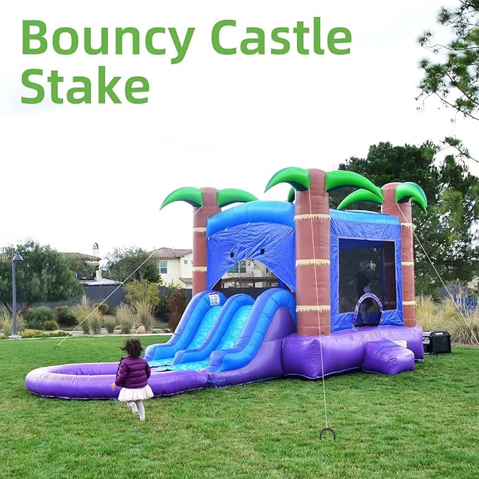 Black Trampoline Stakes Anchors High Wind 16inx10mm Galvanized U Hook 6pcs Rebar Stakes – Heavy Duty Ground Anchors for Trampoline,Yard & Inflatable,Landscape Metal Stakes for Outdoor Decorations