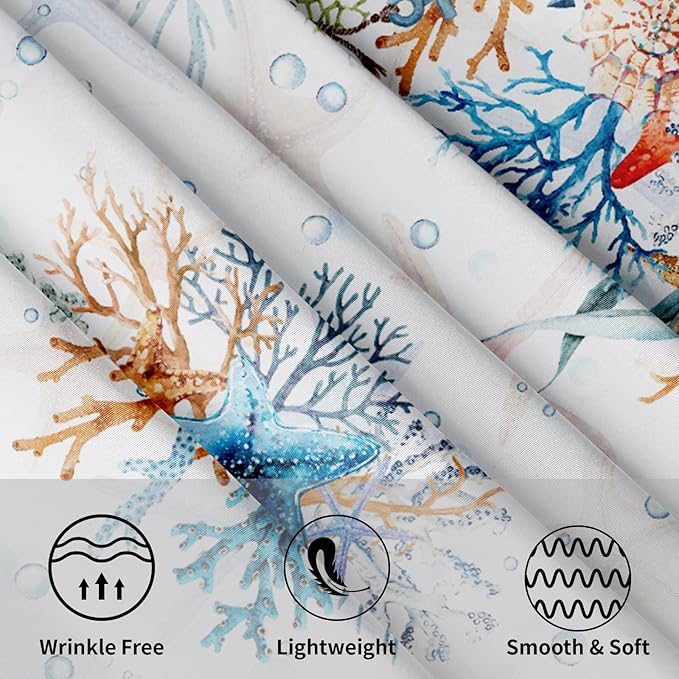 Giwawa Coral Starfishes Round Tablecloth 60 Inch, Nautical Ocean Coastal Animal Undersea Beach Marine Colorful Washable Table Cover for Home Kitchen Dining Party Indoor and Outdoor Decor