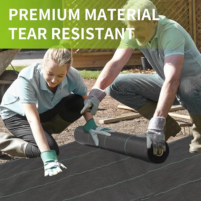 3x100ft 3.2OZ,Weed Barrier Landscape Fabric Heavy Duty, Woven Weed Control Fabric, High Permeability Good for Flower Bed, Geotextile Fabric Underlayment, Driveway (6.5ft*49ft)