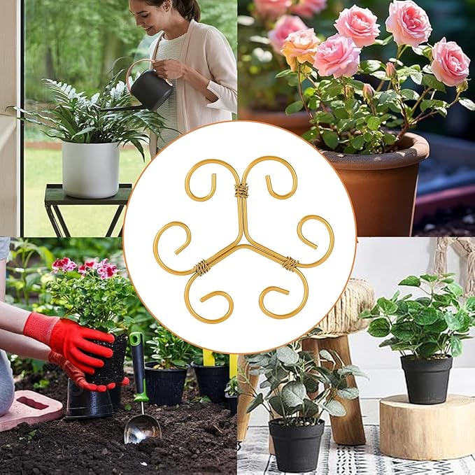 5PCS Iron Monstera Plant Support, Plant Stem Support, Turtle Shell Bamboo Clamp Set, Stable Plant Support Stakes for Indoor Plant, Ideal Present for Plant Lovers (5 Pcs-4.1INX4.1IN)