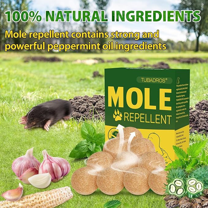 Mole Repellent Outdoor Use, Peppermint Oil to Repel Mole, Gopher, Vole Repellent, Mole Repellent for Lawn, Garden, Yard, Outdoor Use