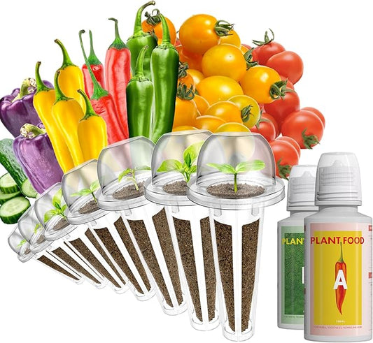 LYKOCLEAN Red Heirloom Cherry Tomato Seed Pod Kit for AeroGarden, iDOO, Ahopegarden Hydroponics Garden, 7-pods, 350 Seeds+, Include Golden Red Cherry Tomato Purple Bell, Green, Yellow Pepper