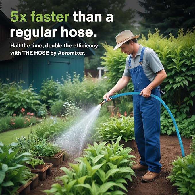 Aeromixer THE HOSE - 1 Inch Garden Hose 25 Ft, Kinkless Commercial Garden Hoses, Heavy Duty Industrial Water Hoses for Outdoors, 650 PSI High-Pressure Watering Tool for Farming and Gardening