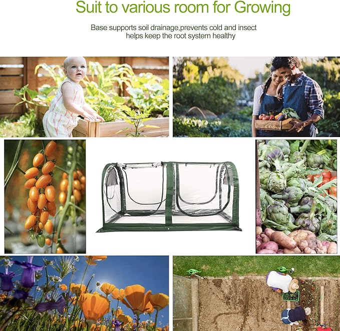 Porayhut Portable Greenhouse Tent, Easy Set-Up Gardening Flower House & Plant Sunshine Room with PVC Cover,71" X35.4" X35.4" for Protecting Plant from Cold Frost & Birds & Insects