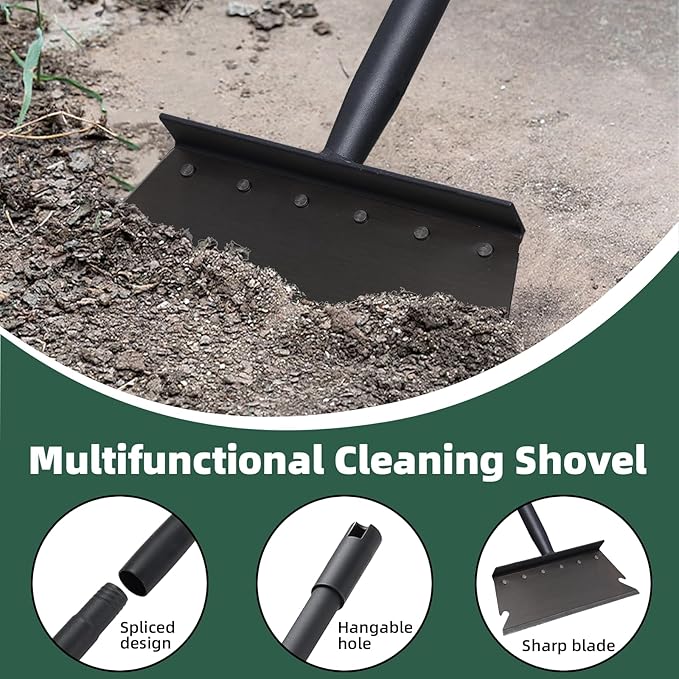 Garden Cleaning Shovel, Ice Scraper, 59 Inch Adjustable Handle Heavy Duty Garden Tool Multifunctional Cleaning Shovel, for Lawn Edging, Scraping, Weed and Ice Removal