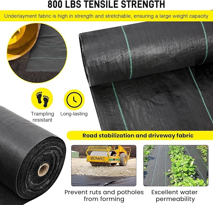 Driveway Fabric, 4x300 ft Road Fabric Commercial Barrier Fabric, Landscape Fabric Heavy Duty 4OZ French Drain Fabric for Erosion Control,Landscape Fabric,Construction Projects