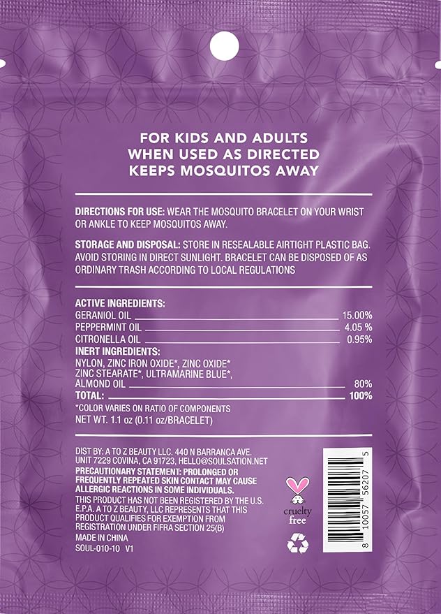 10 Pack Mosquito Repellent Bracelets Microfiber - for Kids & Adults, Natural DEET-Free