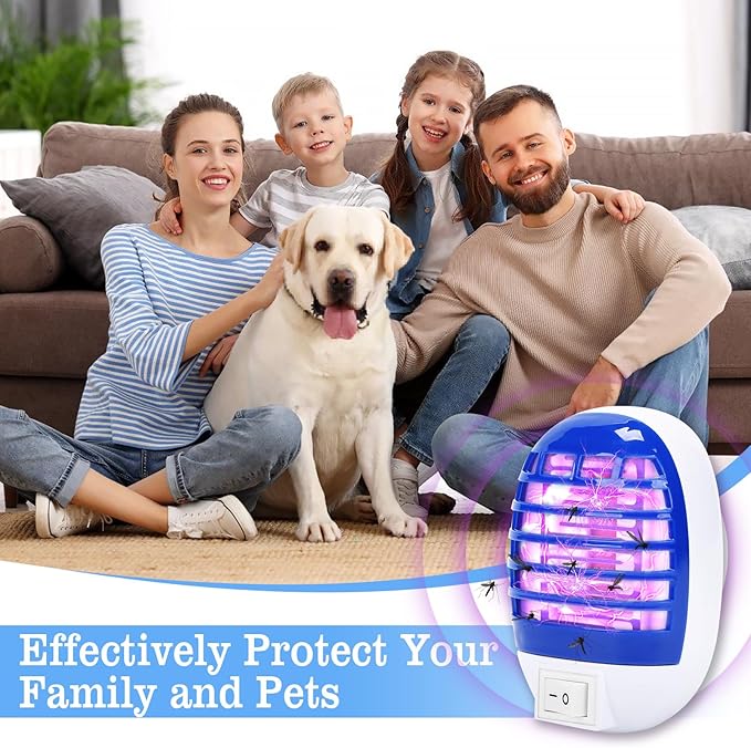 6 Pack Indoor Bug Zapper, Plug-in Electric LED Mosquito Killer - Effective Electronic Insect Zapper for Kitchen, Bedroom, Baby Room, Office | Safe & Quiet Mosquito Trap for Indoor Use (Purple)