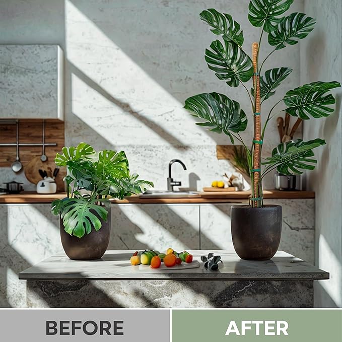 4 Pack Bendable Moss Pole 28 Inch, Monstera Plant Support Stake,Coco Coir Pole Sticks for Indoor Plants,Climbing Potted Plants，Pothos, Philodendron with Plants Ties