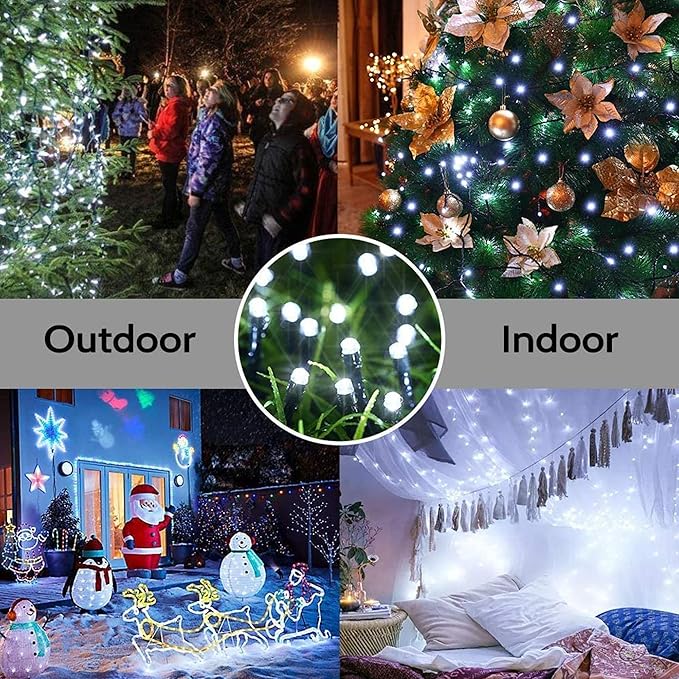 Joomer Solar Christmas Lights Outdoor, 2 Pack Total 144FT 400 LED 8 Modes Waterproof Solar Christmas Lights for Christmas Decoration (White)