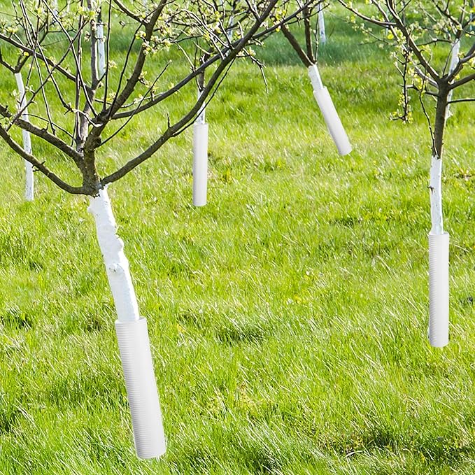 20 Pcs Corrugated Tree Guards Saplings Tree Trunk Protectors from Deer Tree Tubes Guard Tube Wraps to Protect Bark, Sapling from Rodents, Mowers, Animals(White,15.7 x 2, 15.7 x 1.5)