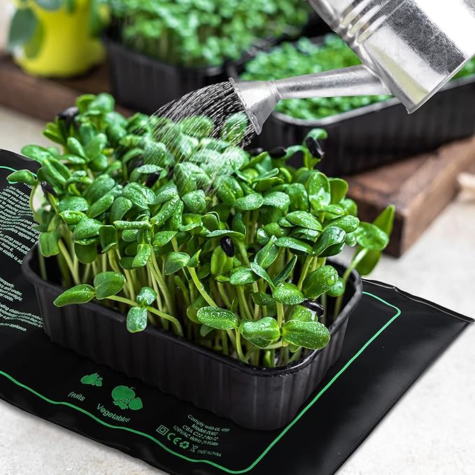 ROCEEI 6 Pack Durable Seedling Heat Mat 10 x 20.75 Waterproof Plant Heating Pad Warm Hydroponic Grow Mat for Greenhouse Grow Seed Starting Plant Germination (Black,Green)