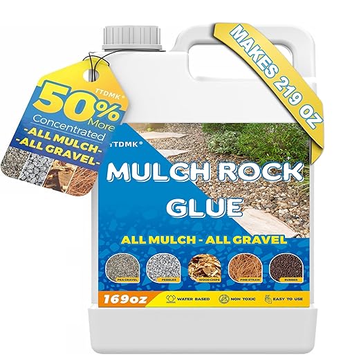 Make 219oz Rock Glue for Landscaping, Concentrated Mulch Glue, Gravel Binder for Pea Gravel, Bark, Waterproof Clear Outdoor Mulch Anchor, Stone Stabilizer for Paths, Patios, Driveways & Garden Border