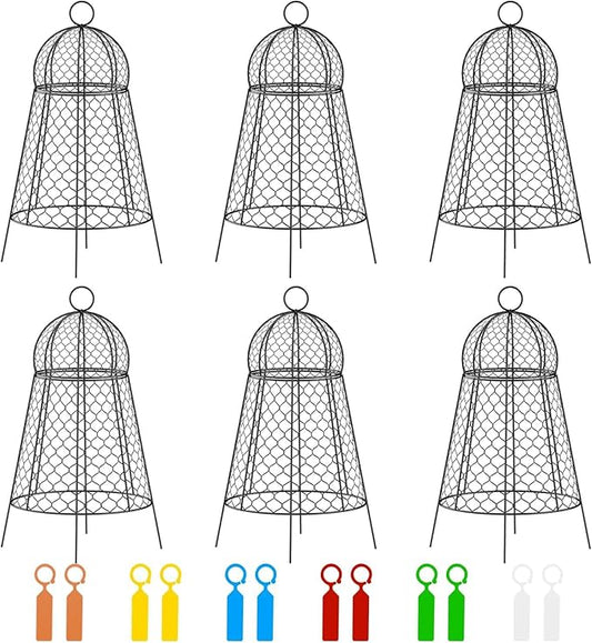 6pc Chicken Wire Plant Covers, Plant Protectors from Animals, Garden Cloches for Plants Outdoor, Extra Large 14”D x 22.8”H Non-Installation Plant Protect Cage.