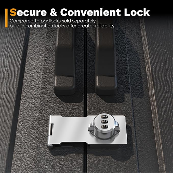 Devoko Plastic Outdoor Storage Shed with Floor, 8 x 6 FT Resin Tool Garden Shed with DIY Window and Lockable Door, Outside Kick-it Shed for Patio,Garden, Backyard, Lawn, Beige