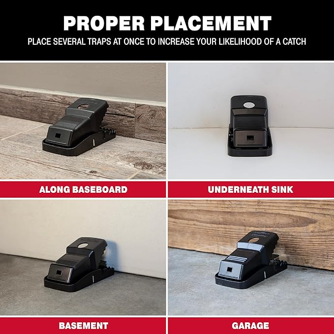 Catchmaster Snapper Jumbo Rat Trap 6-Pk, Rat Traps Indoor for Home, Reusable Rodent Killer for House, Indoor & Outdoor Rodent Bait Station, Eco-Friendly Pest Control for Garage, Basement, & Kitchen