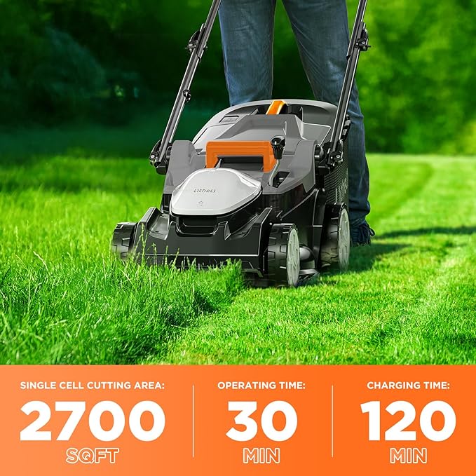 Litheli 16 Inch Lawn Mower 2x20V Electric Coreless Lawn Mower Lightweight Push Mower with 6-Position Height Adjustment, 2 x 4.0Ah Battery Include New