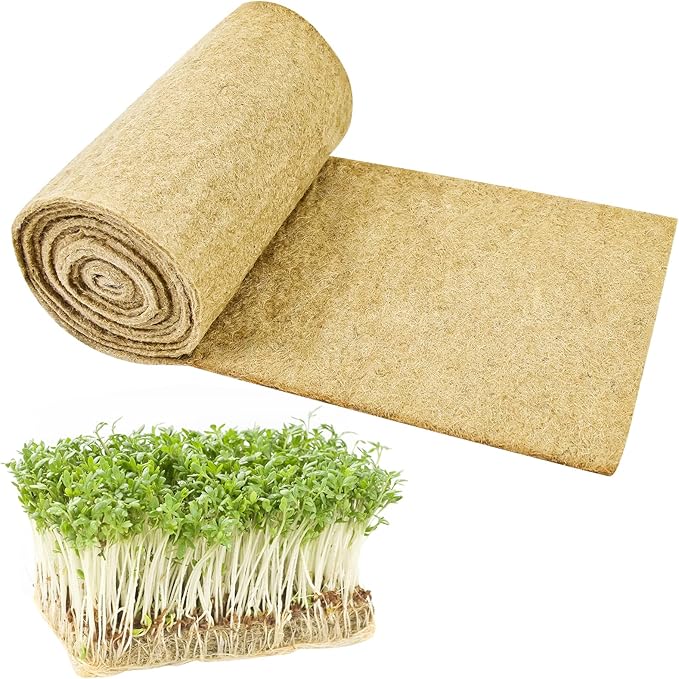 1Roll 10" X 79" Microgreen Grow Mat Natural Fiber Grow Mats Microgreens Grow Kit Hydroponic Pads Indoor Organic Production for Microgreen Starter Tray Wheatgrass Sprouts