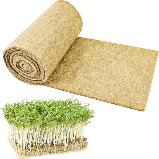 1Roll 10" X 79" Microgreen Grow Mat Natural Fiber Grow Mats Microgreens Grow Kit Hydroponic Pads Indoor Organic Production for Microgreen Starter Tray Wheatgrass Sprouts