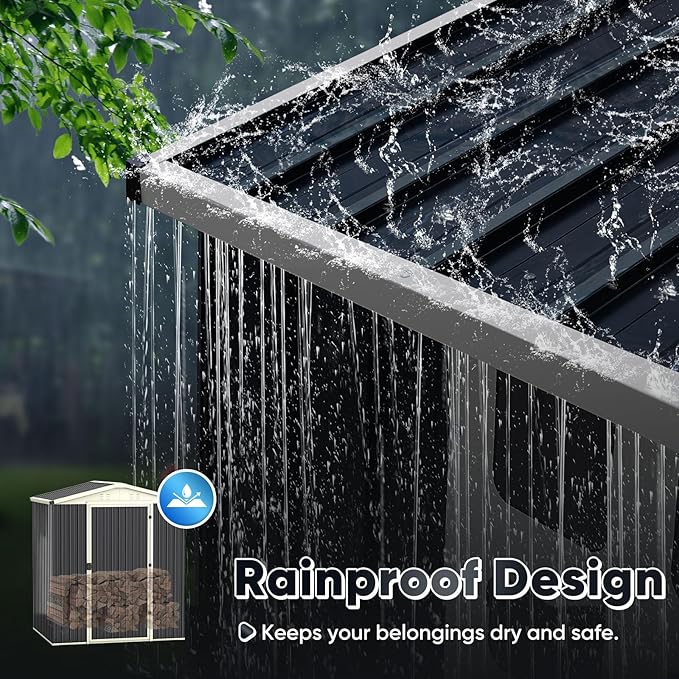 Quictent 6X4 FT Metal Storage Shed, Easy Assemble, Lockable Outdoor Garden Shed Waterproof Shed for Bike Storage, Tool Storage, Temporary Storage with Combination Lock(5.1X3.8 FT Base, No Floor)