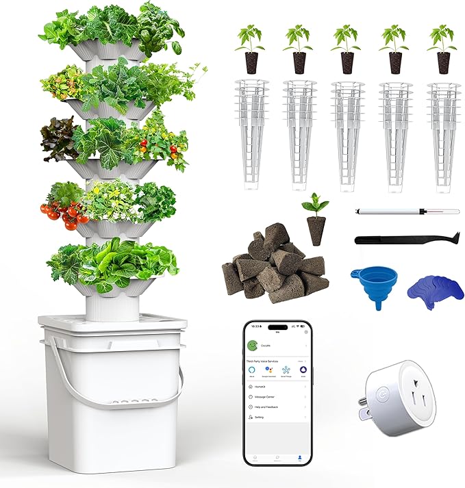 SJZX Hydroponics Growing System Kit, 5-Layer Hydroponic Tower, 30 Planting Holes, Space-Saving Vertical Gardening System, Suitable for Both Indoor and Outdoor use Germination Kits