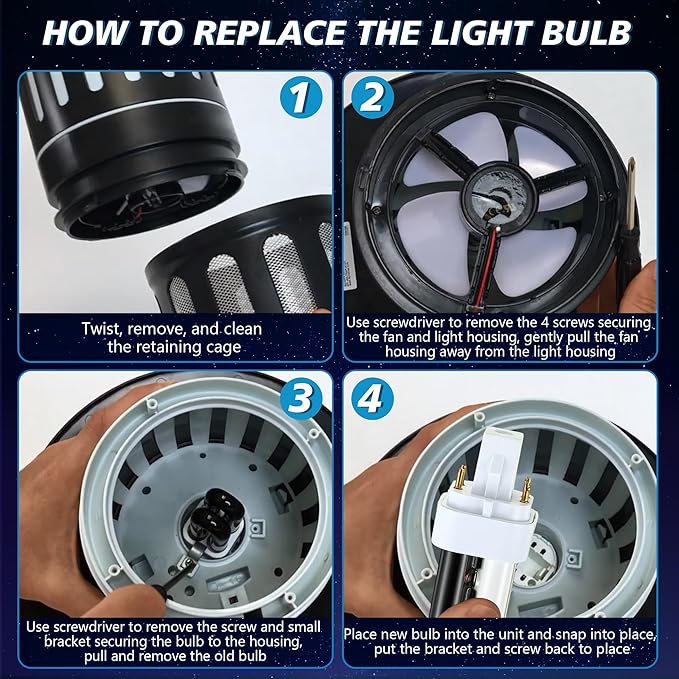 Qualirey 2 Pack 41050 7W Replacement Bulb, Upgraded 2 Color Bug Zapper Replacement Bulb Compatible with Dynatrap DT1050 DT1100 DT1250, 1/2 Acre Mosquito UV Light Trap Replacement Bulbs