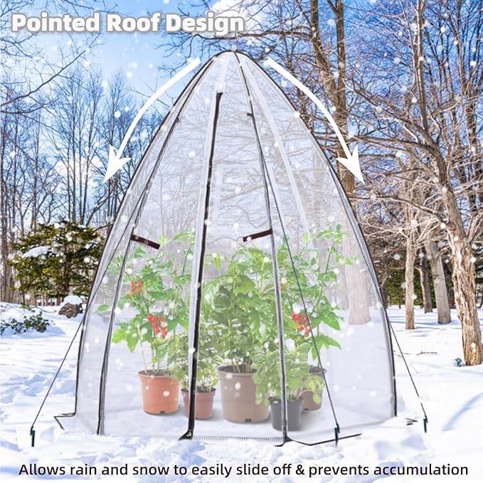 Portable Greenhouse for Outsides, Ohuhu Heavy Duty Green House Tent with Durable PE Cover, Garden Plant Protector with Zippered Door Mesh Window for Vegetables Flowers Fruits Herbs, 63x54x71 Inch