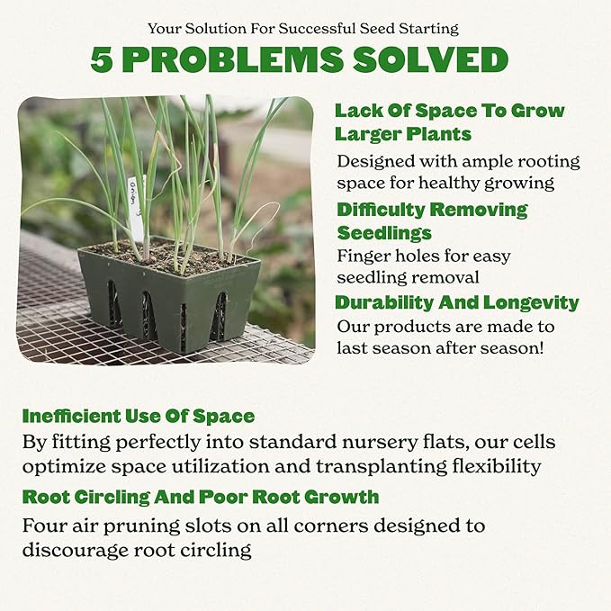 Epic Gardening Reusable Seed Starter Tray - 6 Cell/6 Seedling Starter Trays - Easy Watering, Indoor Greenhouse, Plant Starter, Gardener-Friendly for Seedlings | UV-Treated & BPA-Free - Sage Green