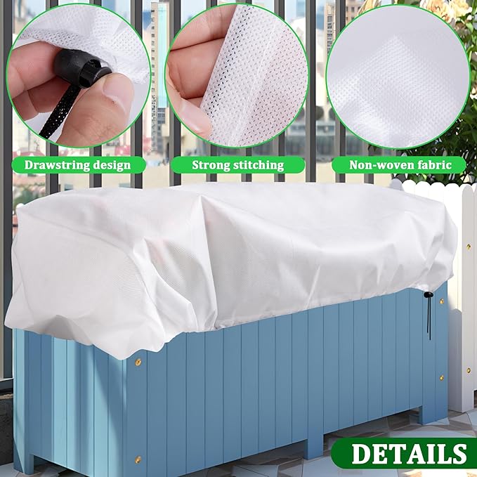 DECOHS 3 Pcs Rectangular Winter Plant Freeze Protection Cover- 39.3" x 17.7" x 15.7" Balcony Plant Box Cover- Planter Frost Covers Bags Wraps Blanket for Winter Balcony Plant Flower Boxes