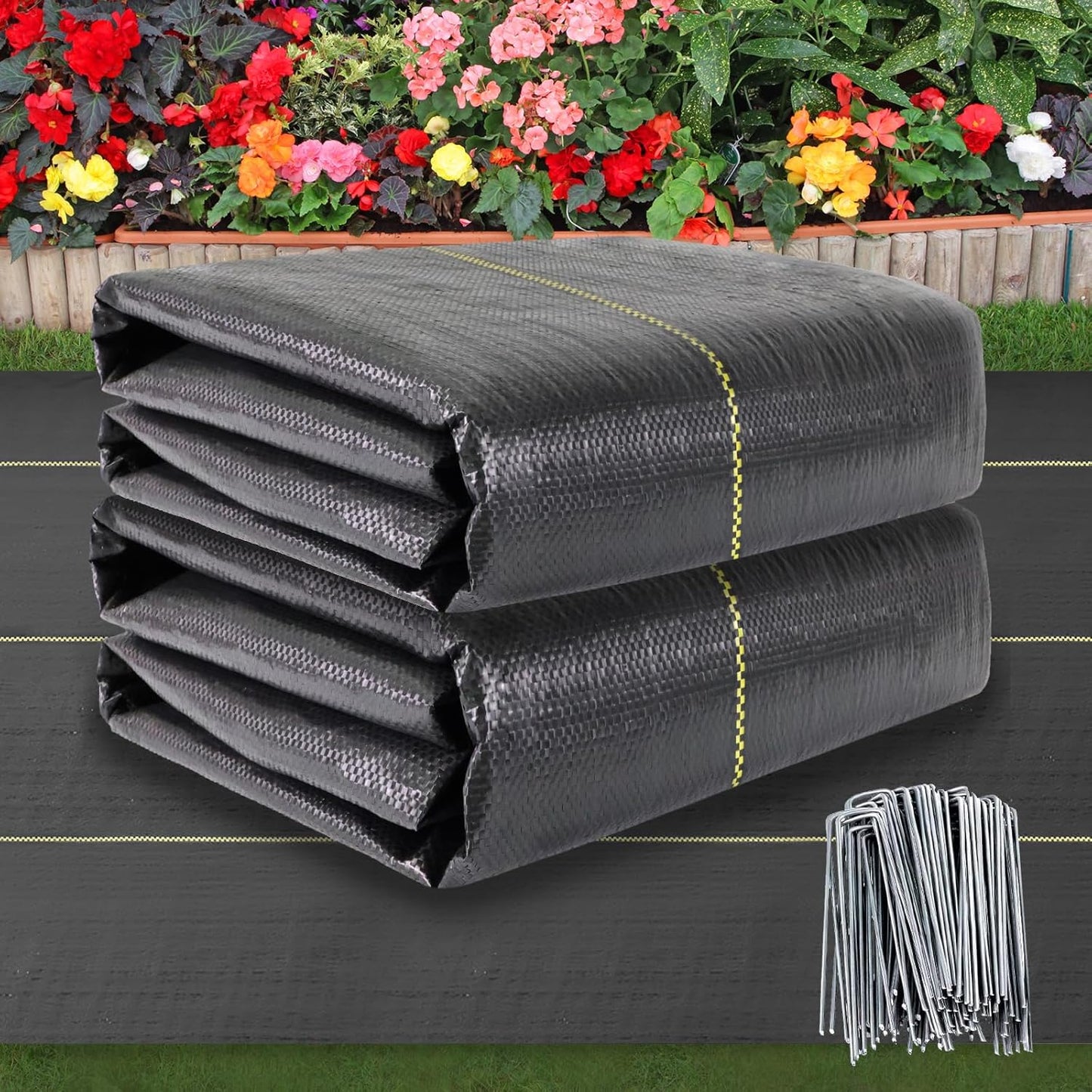 Shade&Beyond 6ftx100ft Weed Barrier Fabric 3.5oz Heavy Duty Landscape Fabric with Superior Permeability Weed Control, Garden Woven Ground Cloth with Staples