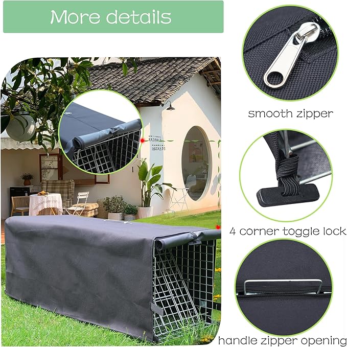 Live Animal Trap Cage with Cover, Cat Trap for Stray Cats 32 Inch Heavy Duty Folding Skunk Traps with Real Door for Raccoons, Opossums, Groundhogs, Skunks, Feral Cats, Squirrels-(32 x 10 x 12 inches)