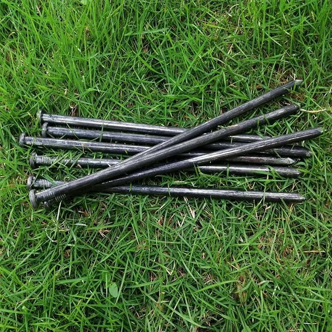Metal Landscape Stakes,10Inch 50Pcs Landscape Edging Anchoring Spikes for Tent Spikes,Paver Edging,Artificial Turf Stakes,Tent and More (50, Black)