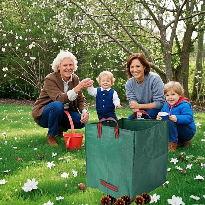 Heavy Duty Reusable Garden Bags with Reinforced Handles - 72-Gallon Leaf Collector & Yard Waste Bags, Portable Foldable Lawn Bags for Home, Garden, and Yard Cleanup