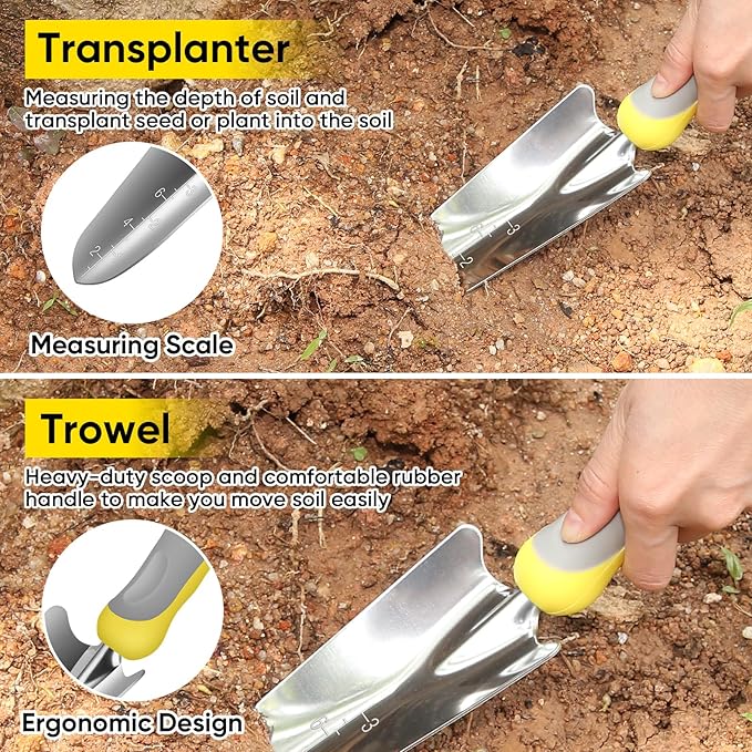 Blumway Garden Tool Sets, 10 Piece Heavy Duty Gardening Tool Set, Stainless Steel Gardening Hand Tools with Garden Tool Bag, Garden Tool Kit for Gardening Supplies,Ideal Gardening Gifts for Women Men