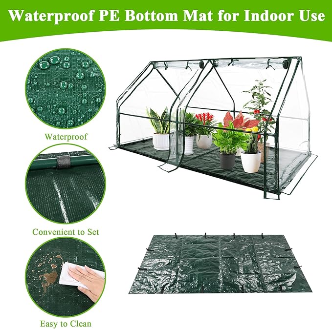 U'Artlines Portable Mini Greenhouse 6x3x3 Ft Small Greenhouse for Outdoors with Waterproof Pad, Little Green Houses Plant Cover Tent for Outside Garden Small Plants, Clear PVC