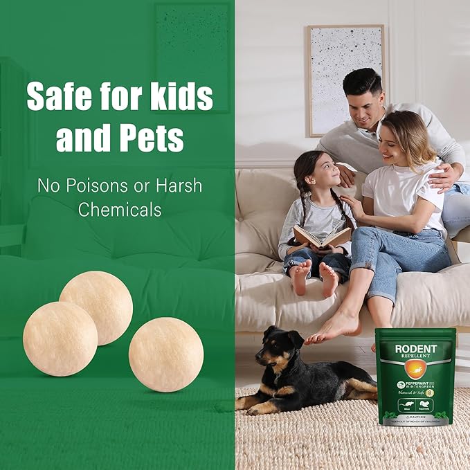 Peppermint Oil Rodent Repellent: Natural Repel Deterrent Balls for Mice and Rats - Control Mouse Away with Repellent Bags and Pouches for Car House and Indoor 8 Pack (Package of 1)