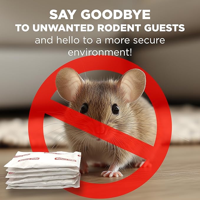 Nature-Cide Rat & Mouse Pouches - Plant-Based Formula for Indoor & Enclosed Spaces - Fresh Mint Aroma, 45-60 Day Use - 25 sq ft Coverage per Pouch (Pack of 48)